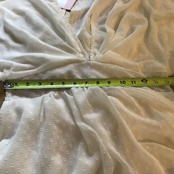 Showpo 8 White Mini Dress Swiss Dot Wedding Ethereal Bridal Luxe Boho Romantic - Picture 9 of 12